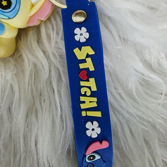 NWOT Disney Stitch Rubber Keychain with Labeled Loop, Yellow - Picture 4 of 6